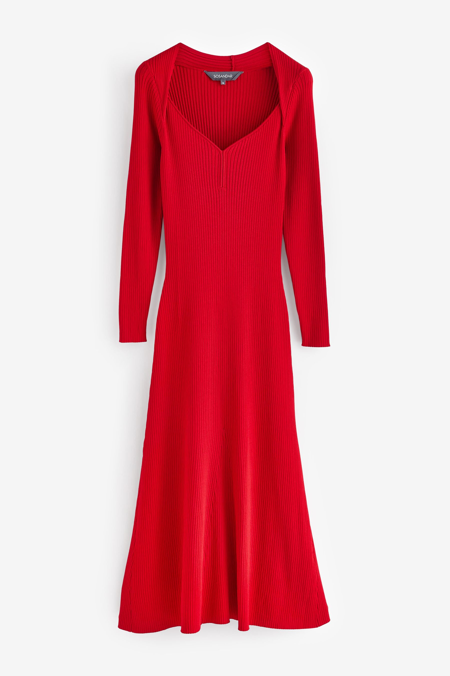 Buy Sosandar Red Sweetheart Neckline Fit Flare Midi Dress from Next Luxembourg