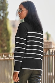 Sosandar Black Stripe Roll Neck Jumper - Image 2 of 3