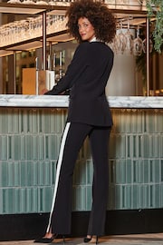 Sosandar Black Kick Flare Trousers With Contrast Side Stripe - Image 2 of 5