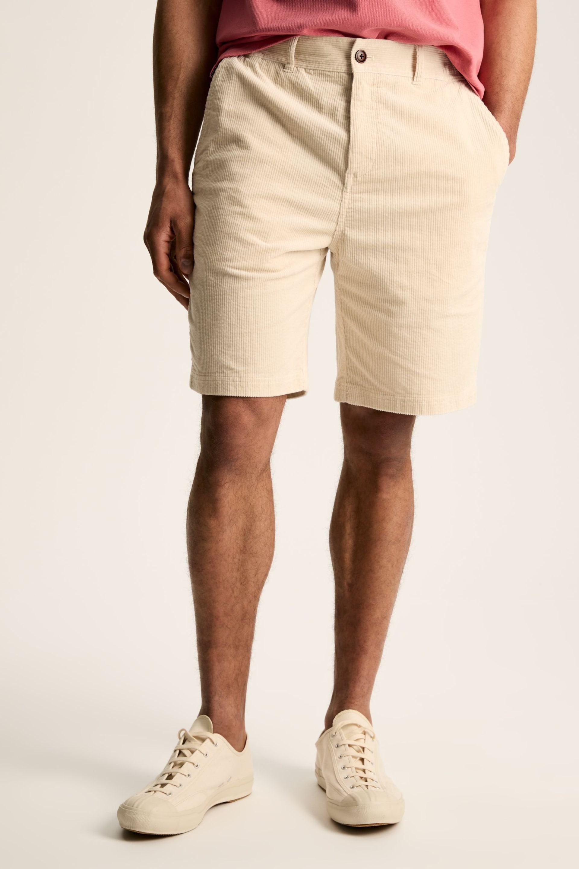 Joules Cream Corduroy Elasticated Waist Shorts - Image 1 of 6