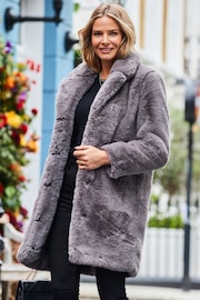 Sosandar Grey Luxe Faux Fur Coat - Image 1 of 5