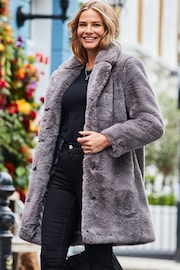 Sosandar Grey Luxe Faux Fur Coat - Image 5 of 5