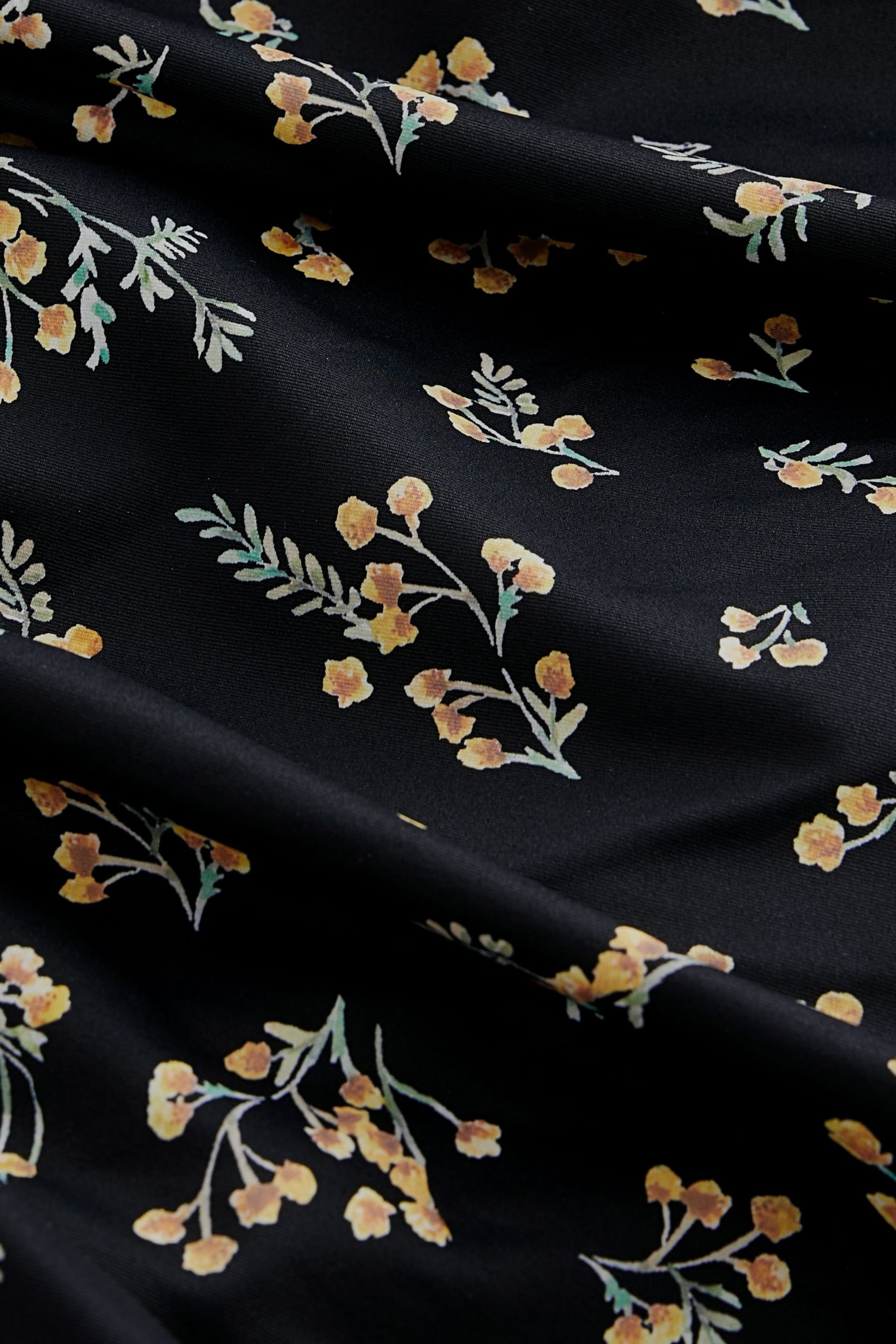 Black Ditsy Floral Shaping Shirred Bandeau Skirted Swimdress - Image 7 of 7