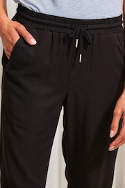 Sosandar Black Luxe Silver Trim Woven Joggers - Image 5 of 5