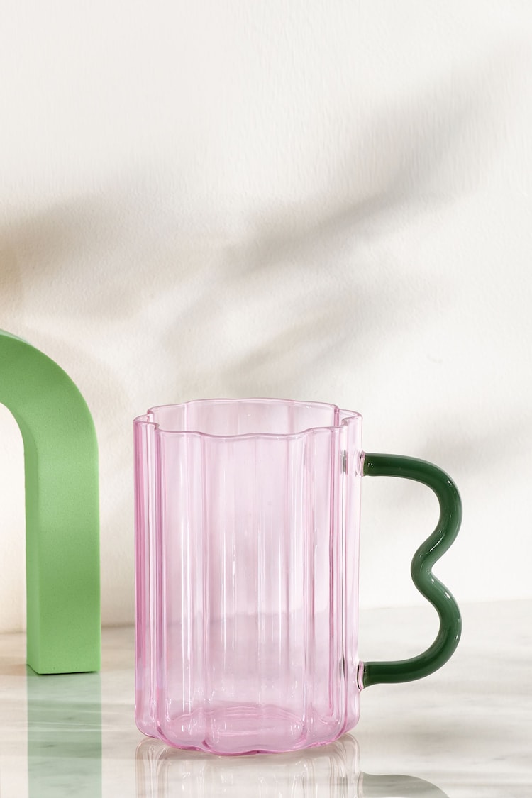 Pink Glass Wiggle Handle Mug - Image 1 of 3