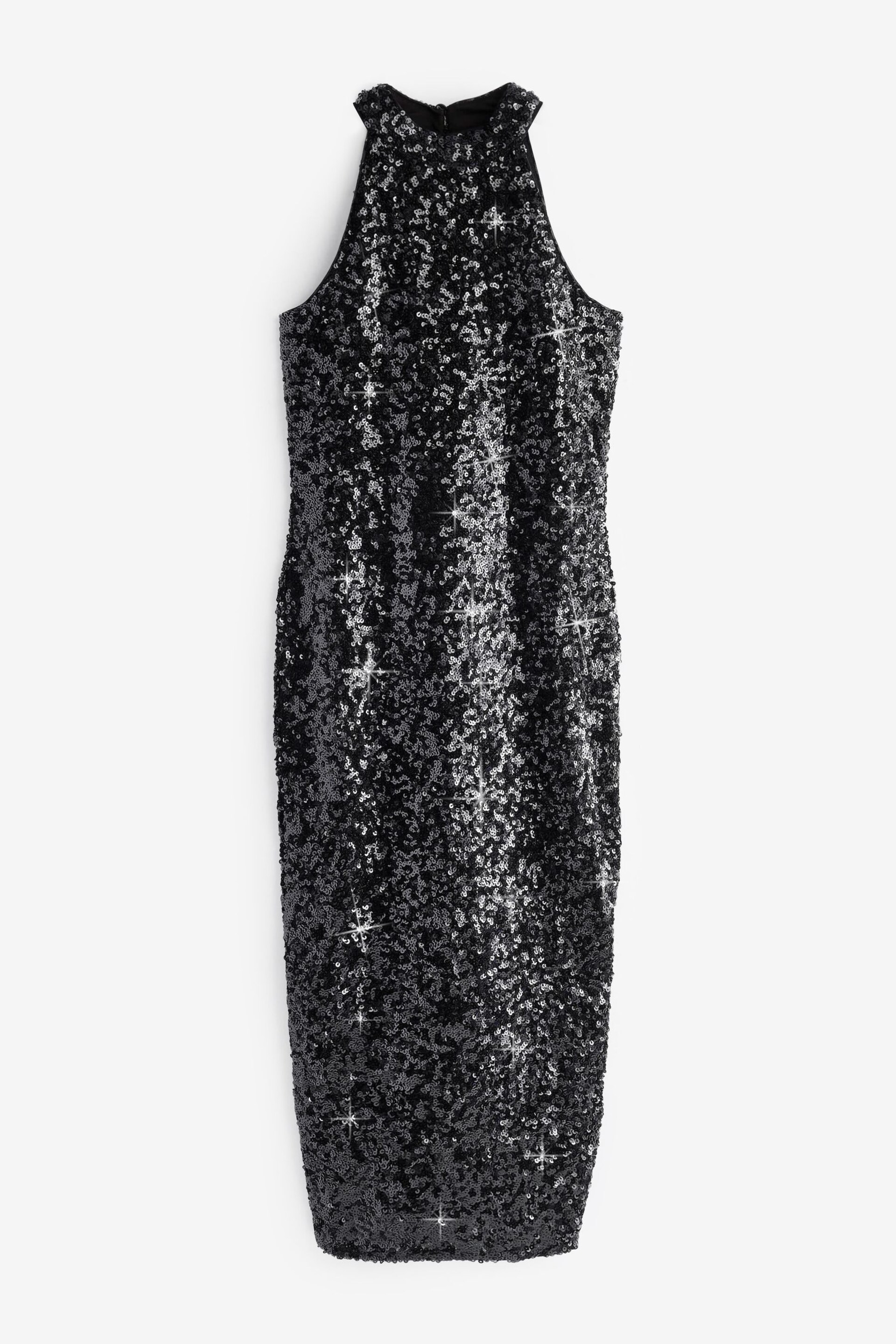 Sosandar Black Sequin Halter Neck Wow Dress - Image 6 of 6