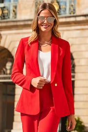 Sosandar Red Chrome Shawl Collar Blazer - Image 4 of 5