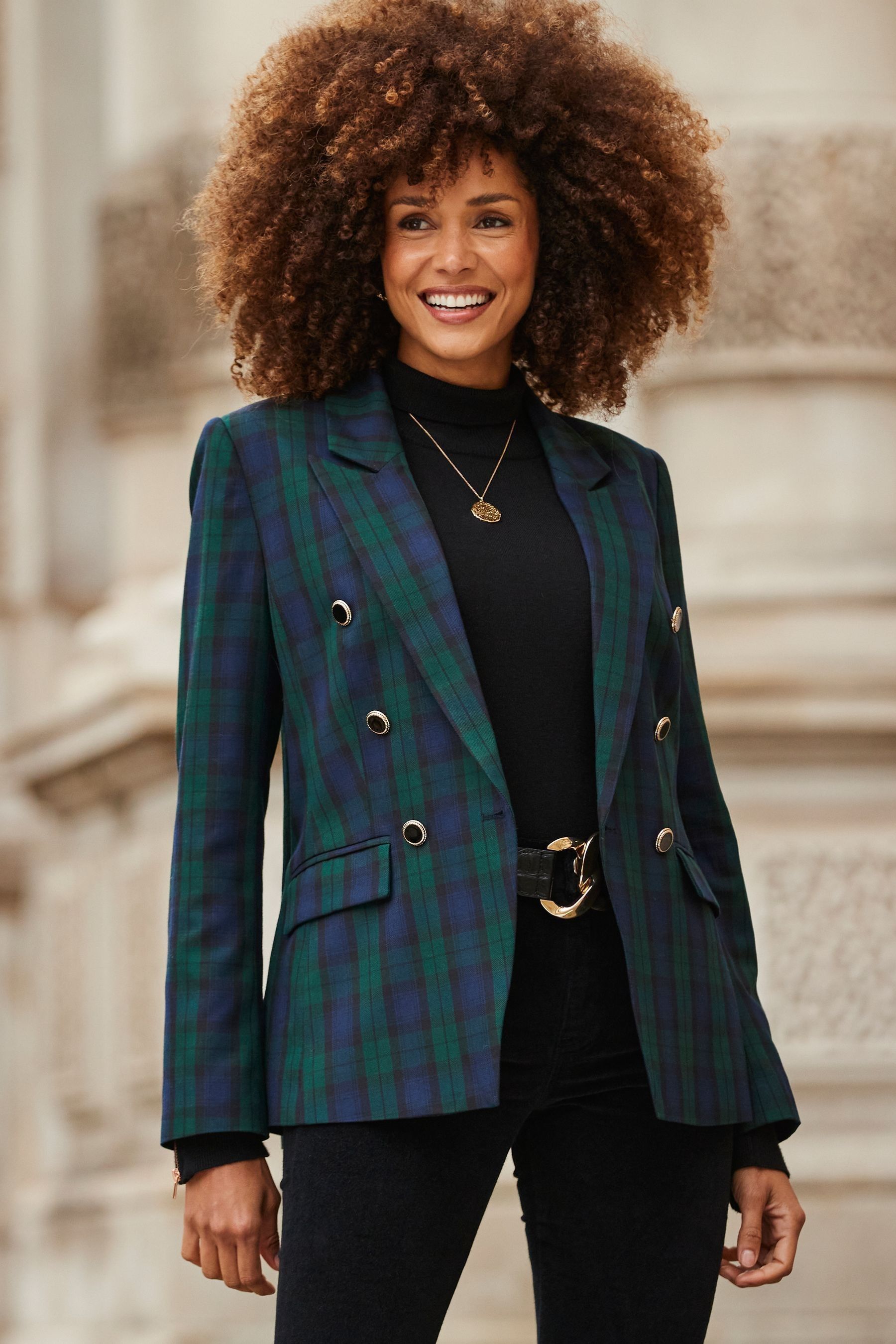Green checkered blazer sales
