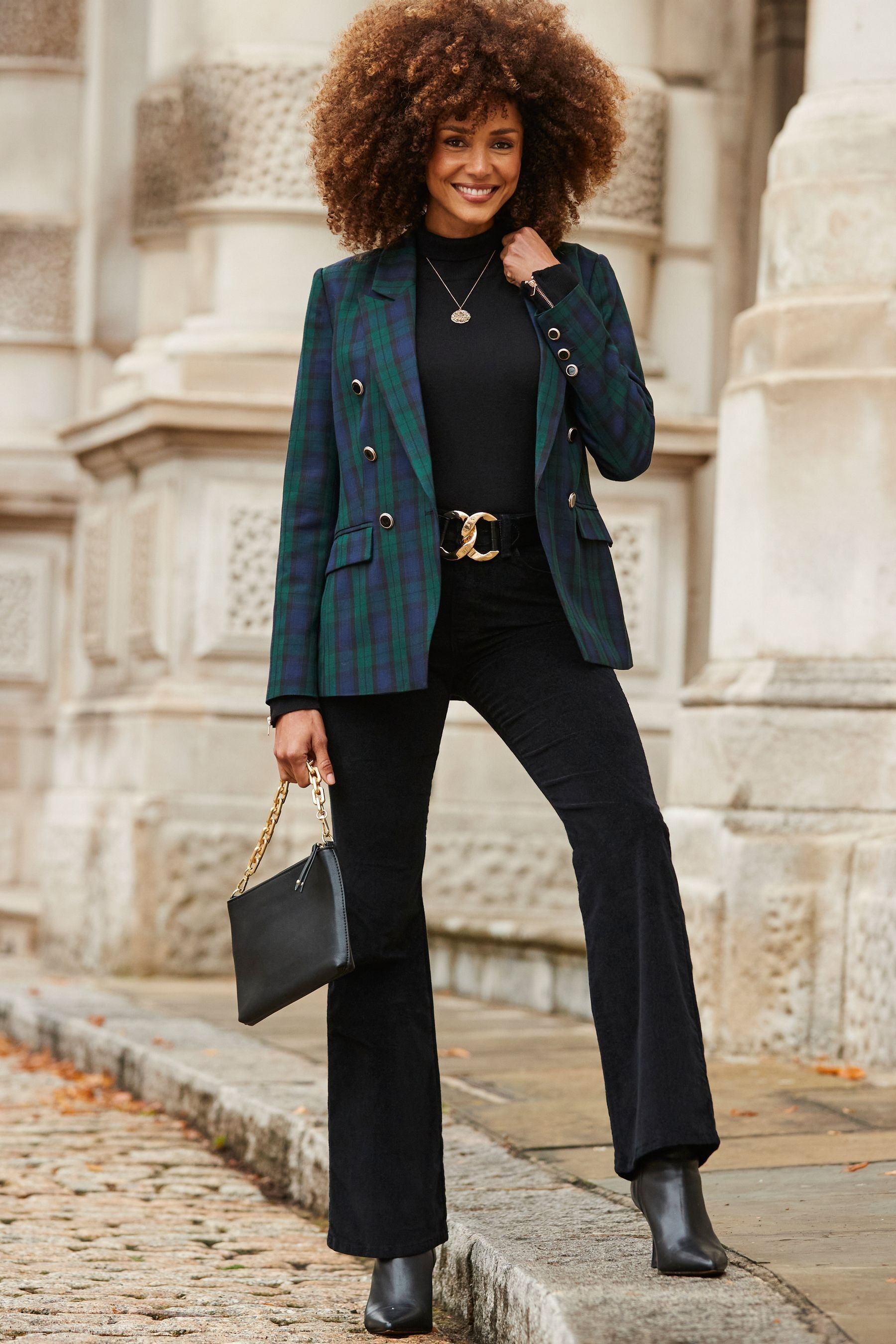 Green check blazer womens online