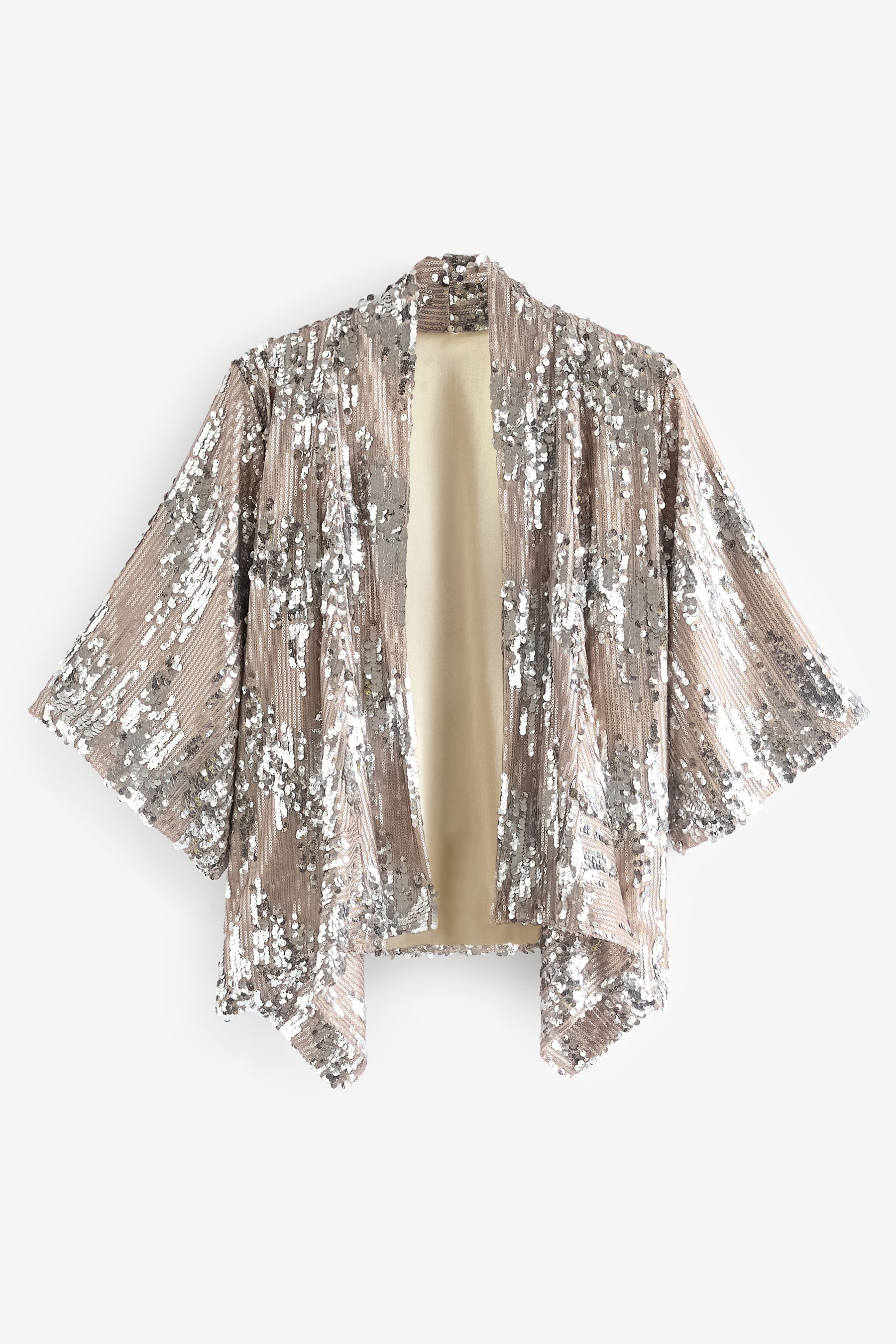 Long silver sequin jacket cheap