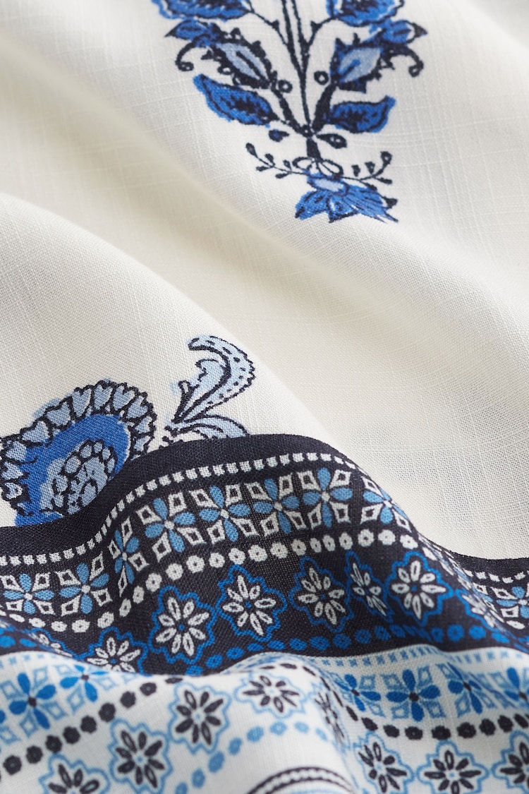 Blue/White Tile Print Longline Kimono Cover-Up - Image 6 of 6
