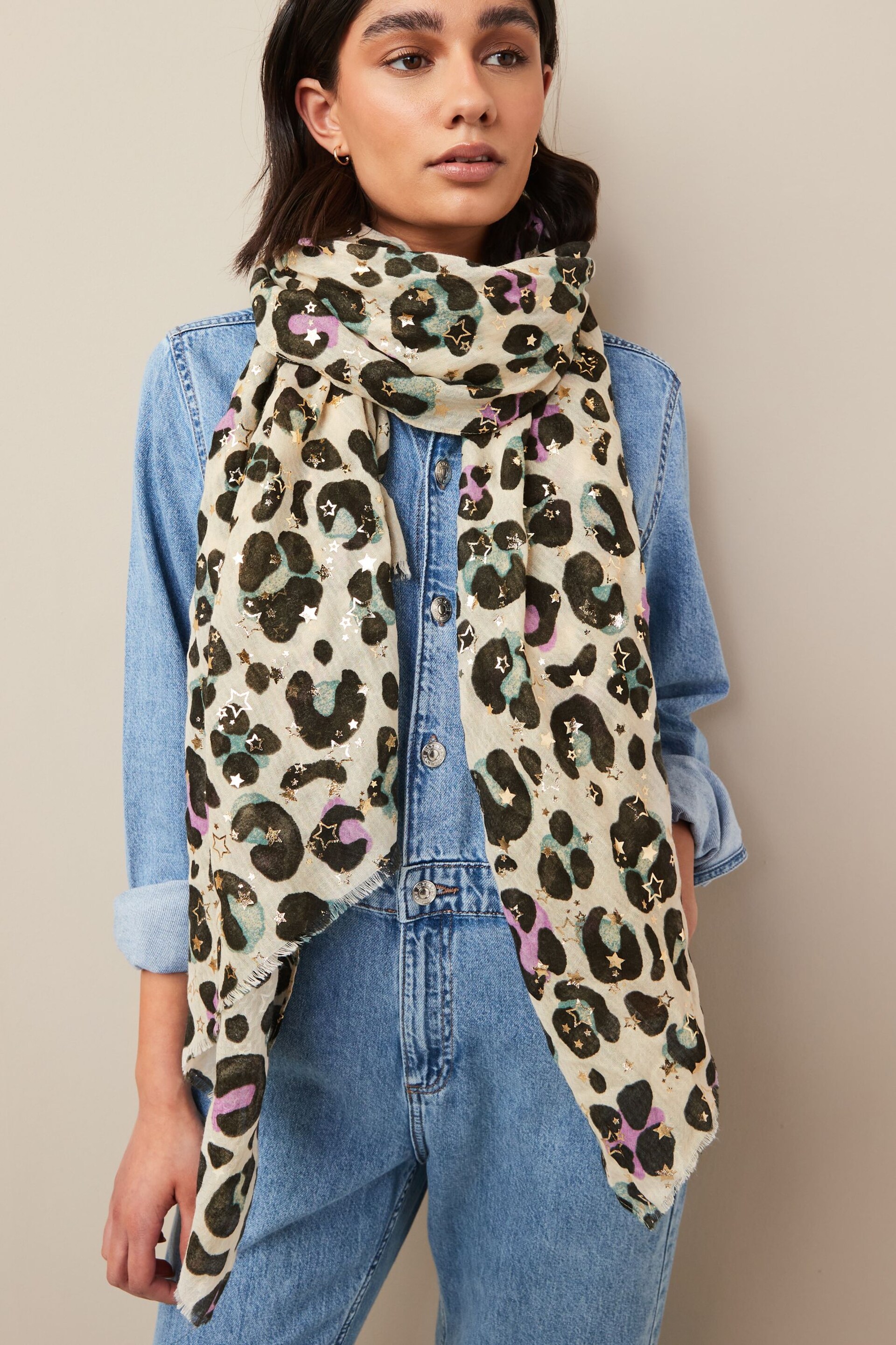 Animal Foil Star Lightweight Scarf - Image 1 of 6