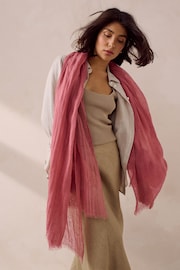 Pink Linen Lightweight Scarf - Image 2 of 6