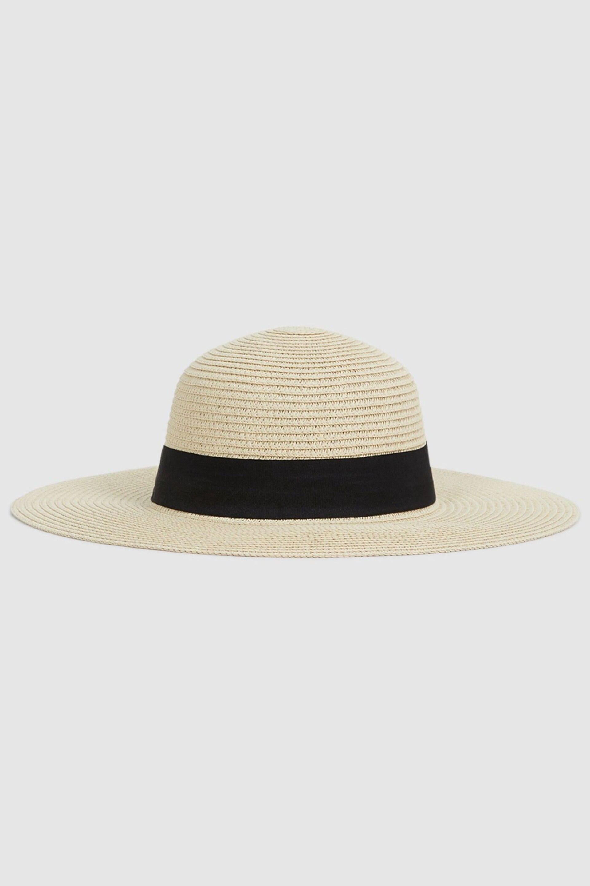 Reiss Natural Lexi Woven Wide Brim Hat - Image 1 of 5