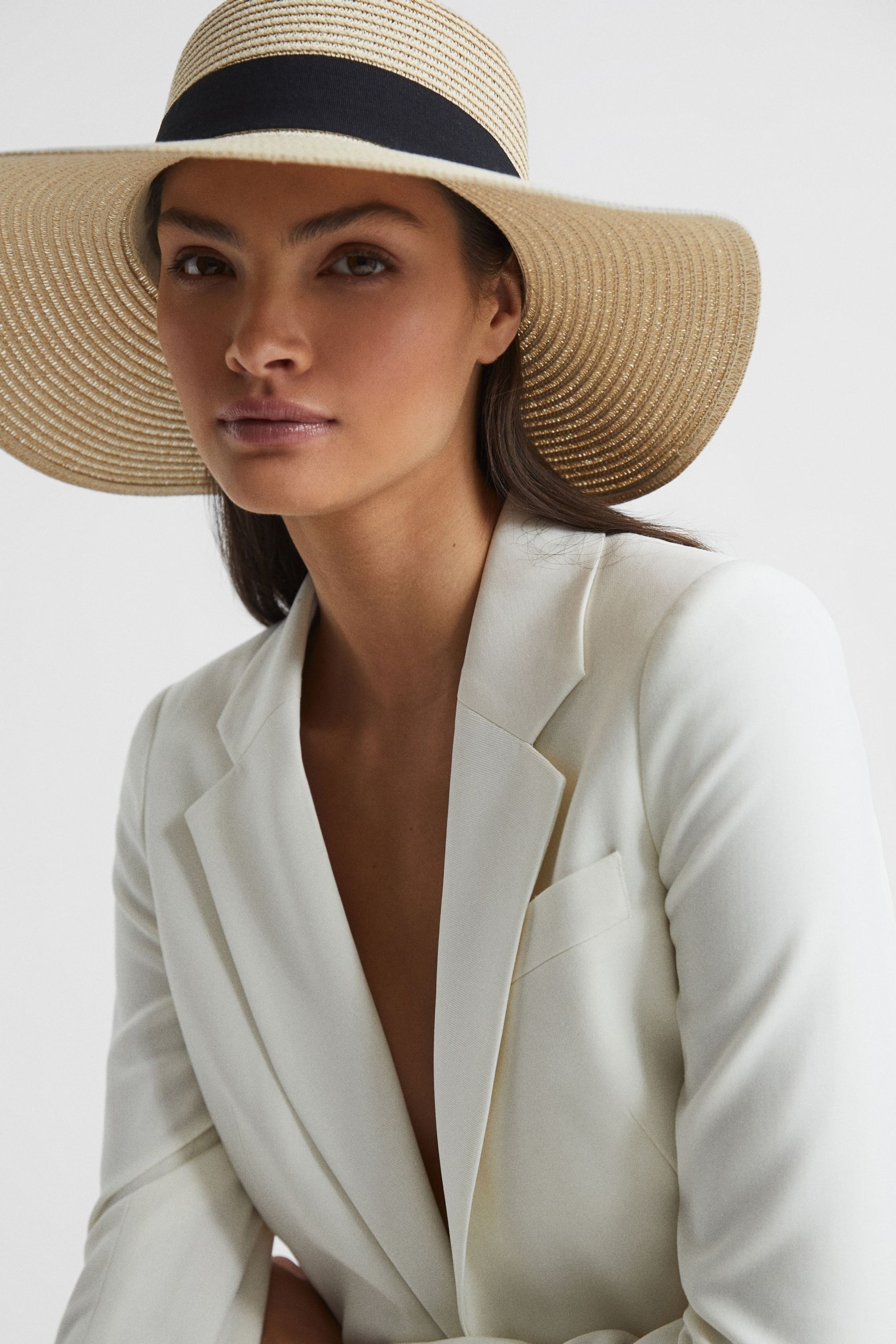 Reiss Natural Lexi Woven Wide Brim Hat - Image 2 of 5