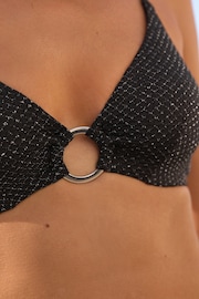 Black Sparkle Non Padded Underwired Bikini Top - Image 4 of 4
