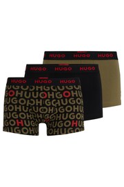 HUGO Green Stretch Cotton Trunks 3 Pack With Logo Waistbands - Image 1 of 7