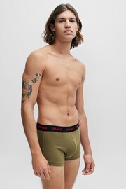 HUGO Green Stretch Cotton Trunks 3 Pack With Logo Waistbands - Image 3 of 7