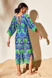 Lipsy Blue Green Printed V Neck Split Detail Cover Up - Image 2 of 4