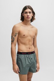 HUGO Green Cotton Boxers Shorts With Logo Waistbands 3 Pack - Image 5 of 6