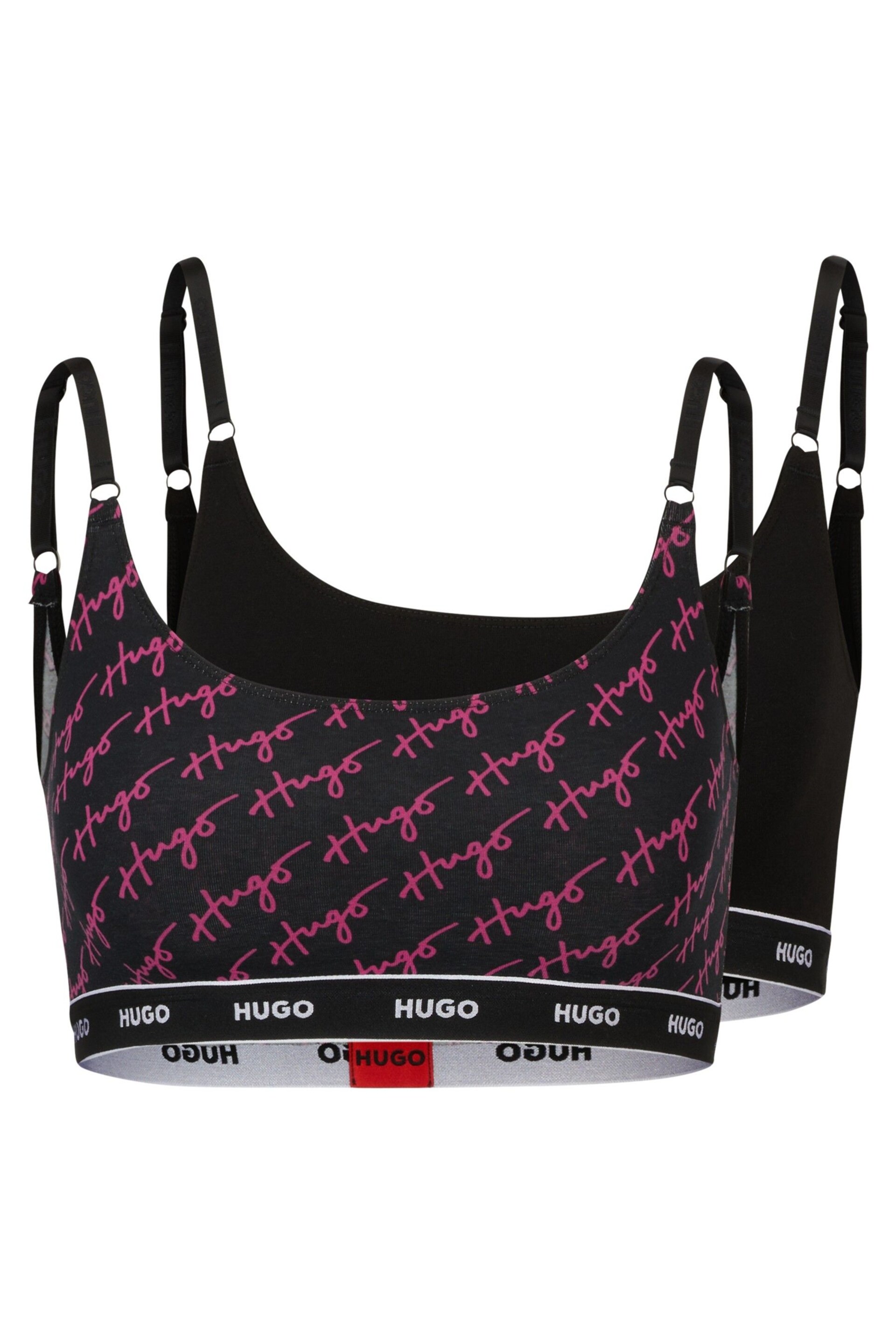 HUGO Purple Stretch-Cotton Bralettes With Logo Band - Image 5 of 5