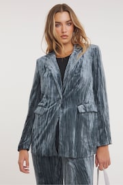 Simply Be Grey Crushed Velour Blazer - Image 1 of 4