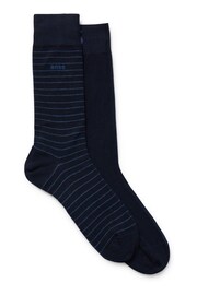 BOSS Navy Blue Regular Length Logo 2 Pack Socks - Image 1 of 3