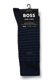 BOSS Navy Blue Regular Length Logo 2 Pack Socks - Image 2 of 3
