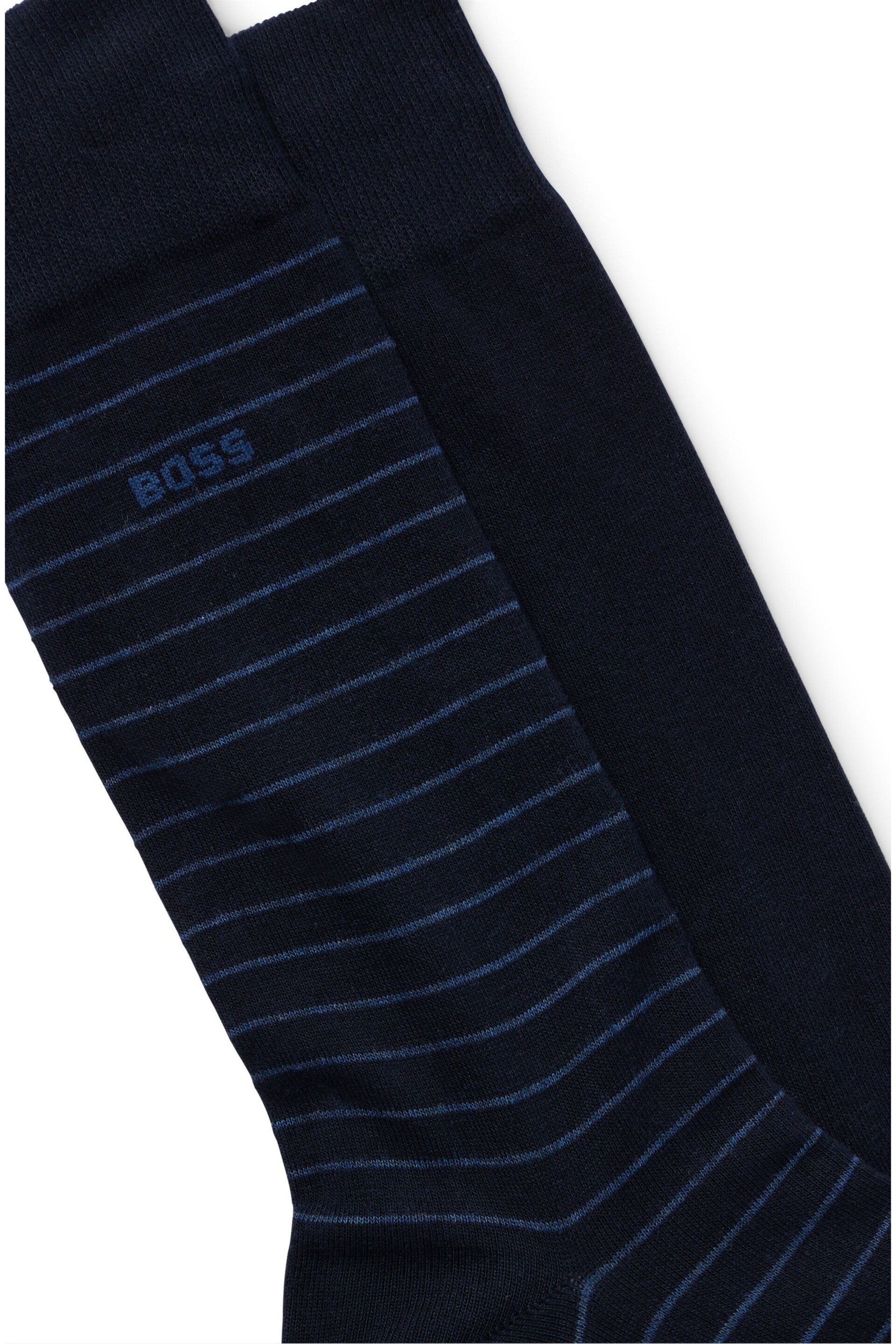 BOSS Navy Blue Regular Length Logo 2 Pack Socks - Image 3 of 3