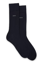 BOSS Dark Blue Regular Length Logo 2 Pack Socks - Image 1 of 3