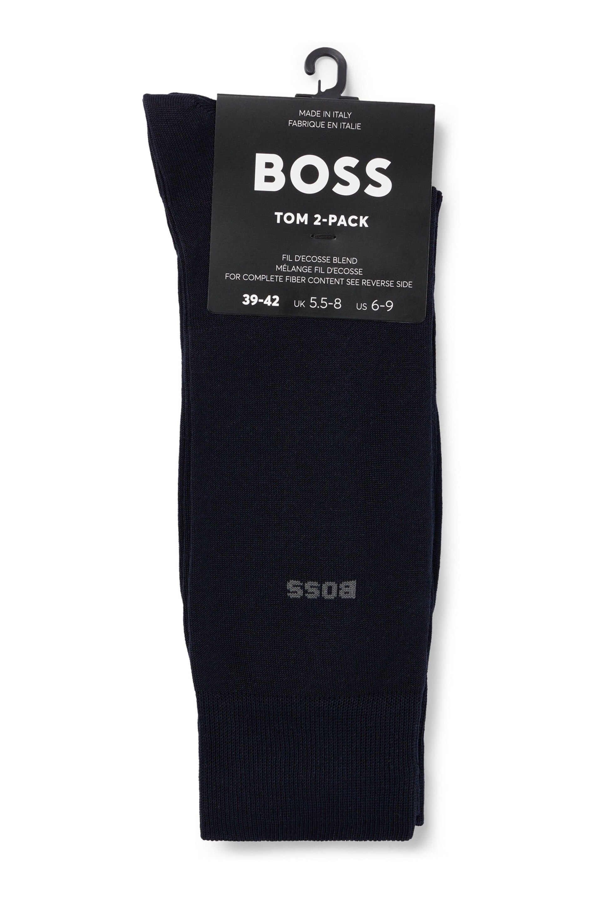 BOSS Dark Blue Regular Length Logo 2 Pack Socks - Image 2 of 3