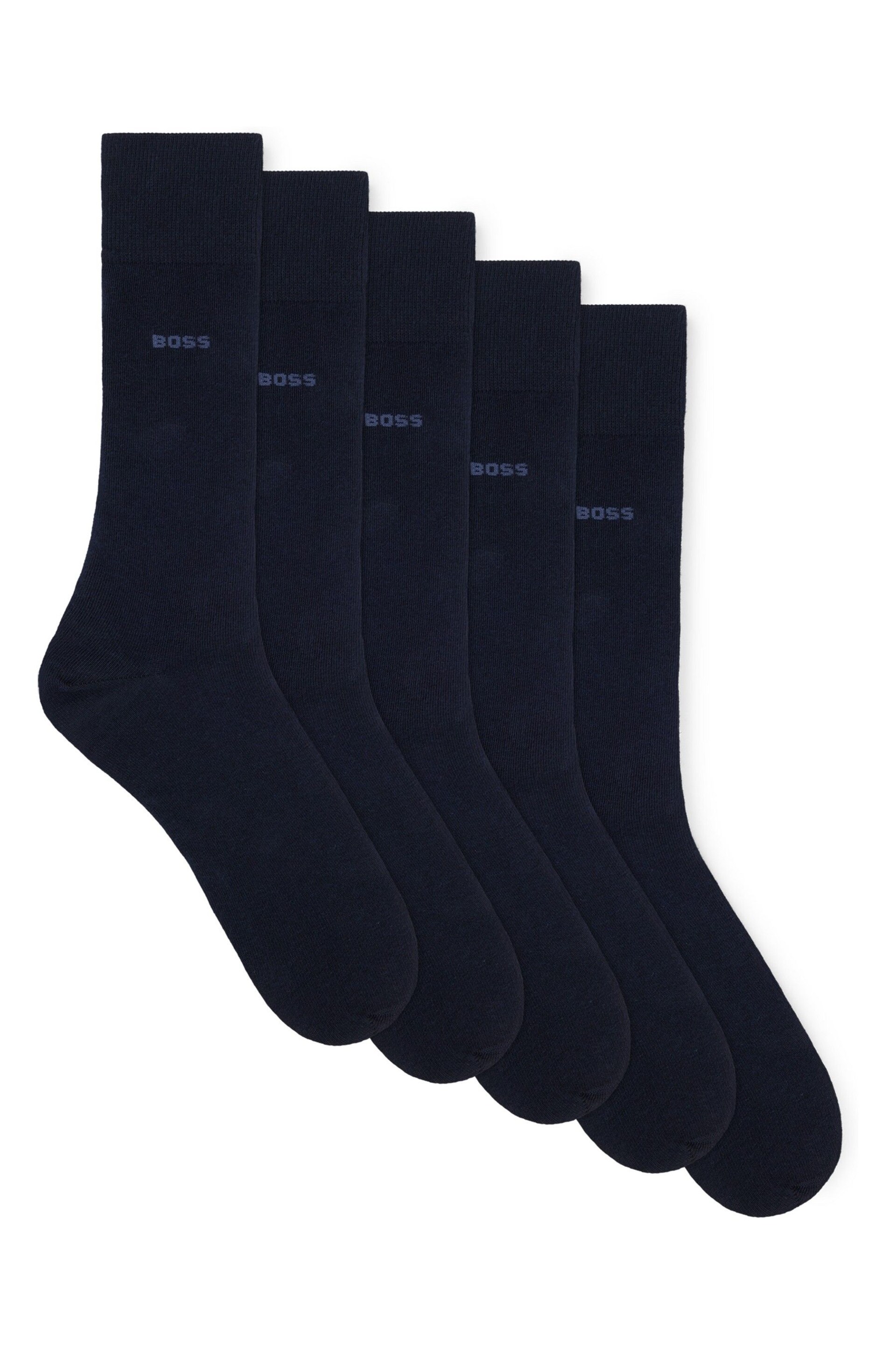 BOSS Blue Cotton Blend Regular Length Socks 5 Pack - Image 1 of 3