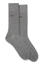 BOSS Grey Regular Length Logo 2 Pack Socks - Image 1 of 3