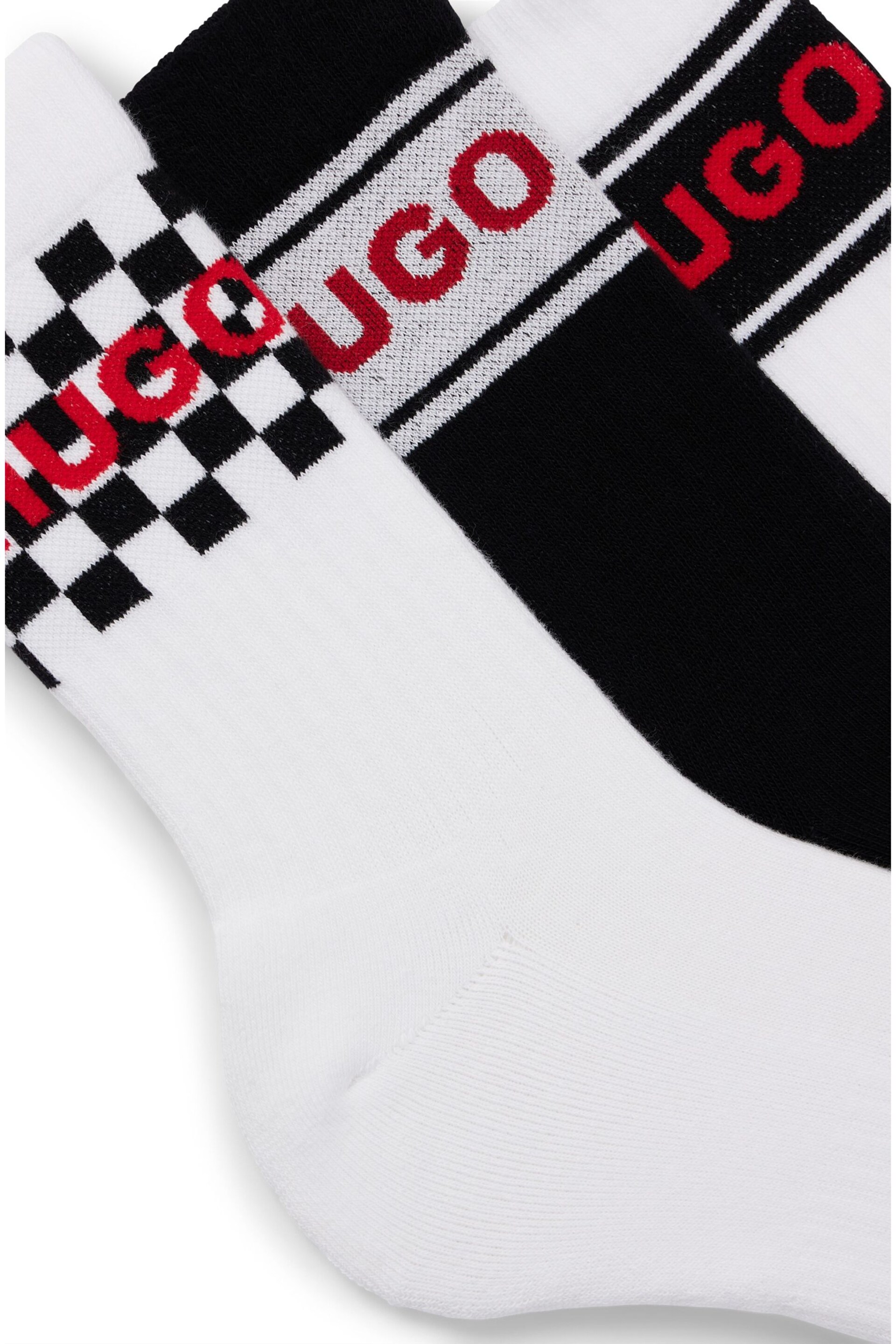 HUGO Regular Length Racer Logo Socks 3 Pack - Image 3 of 3