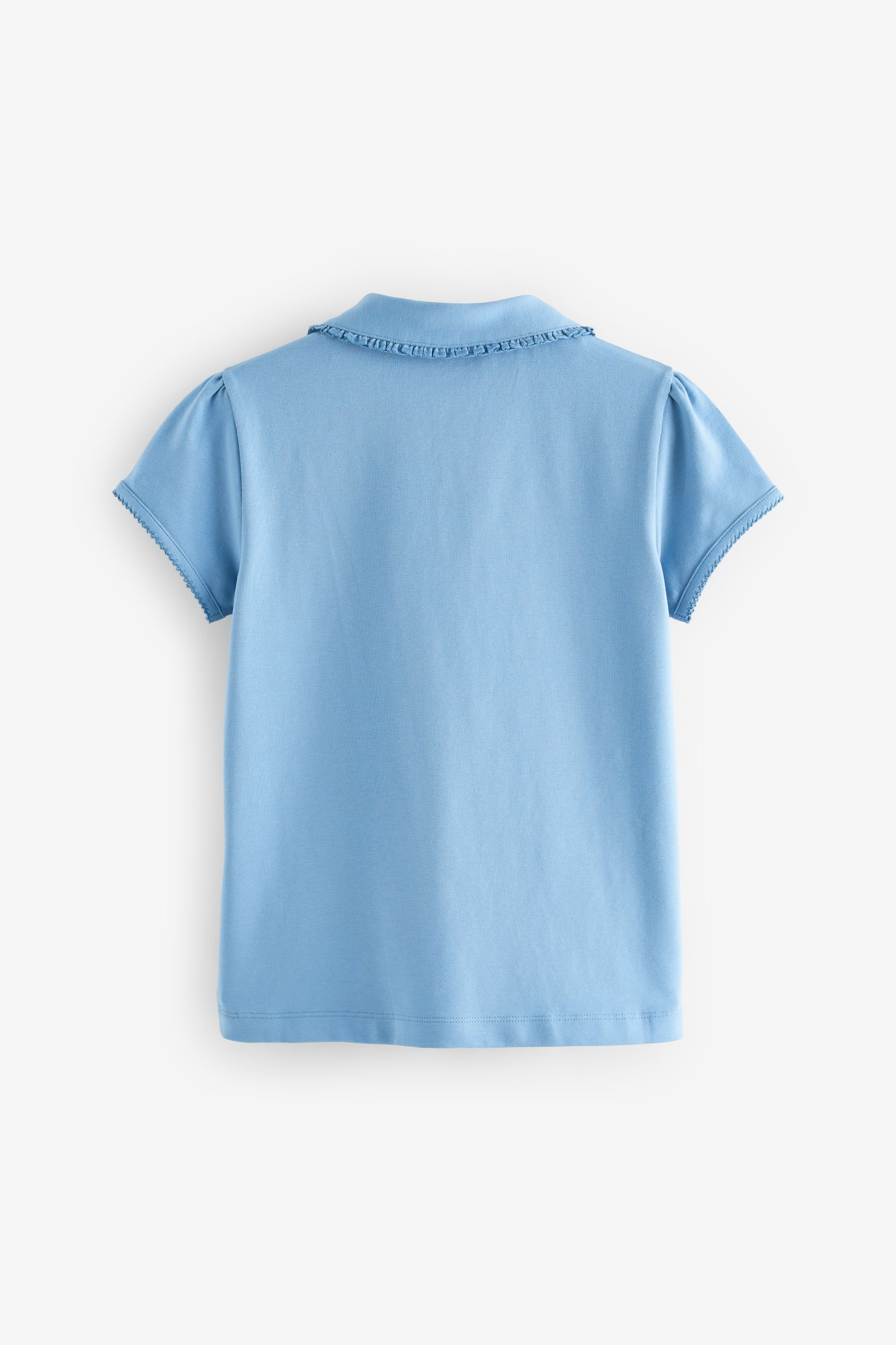 Buy Blue Cotton Stretch Frill Collar School Polo Tops 2 Pack 3 16yrs from the Next UK online shop