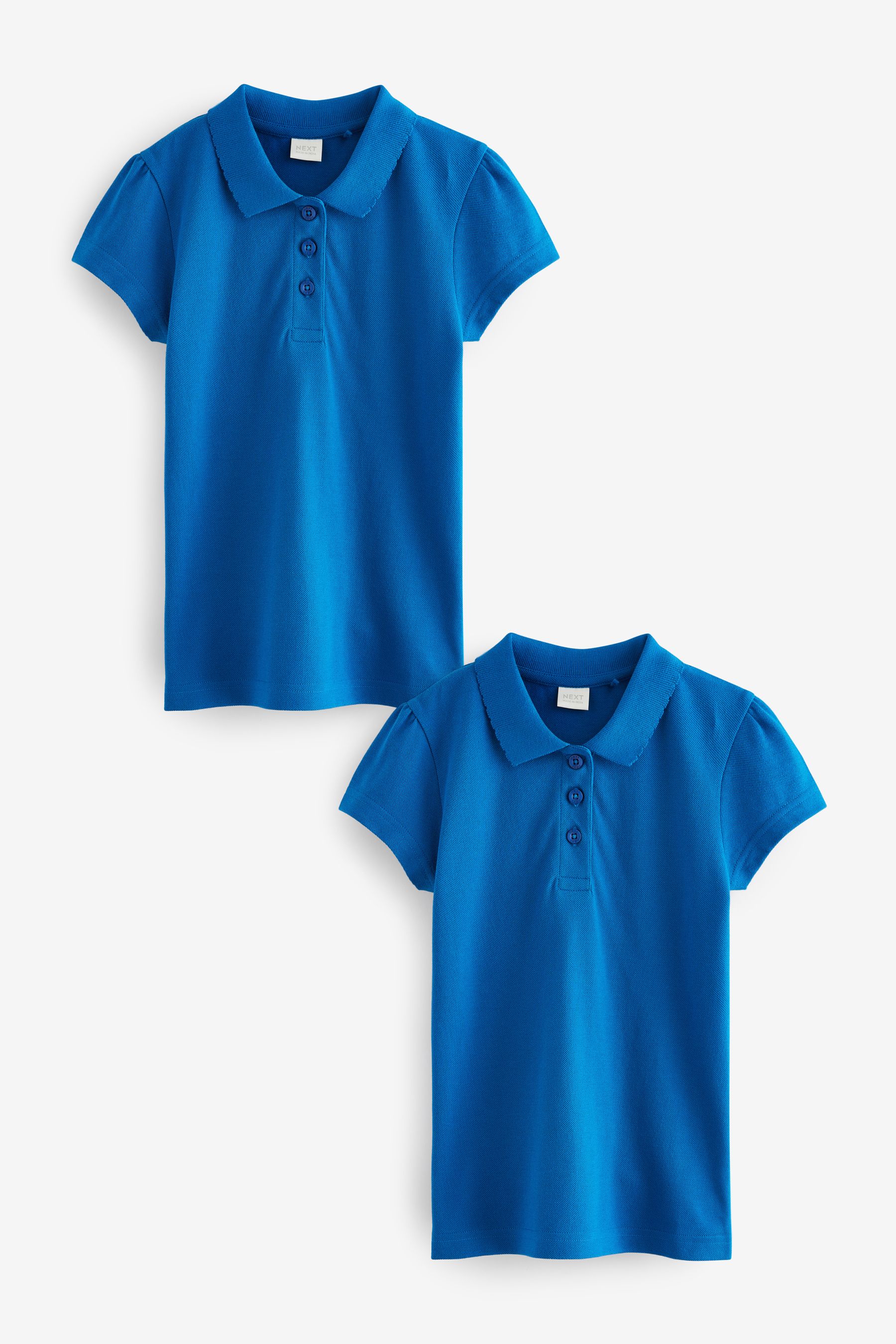Buy Bright Blue 100 Cotton Short Sleeve Polo Shirts 2 Pack 3 16yrs from Next Luxembourg