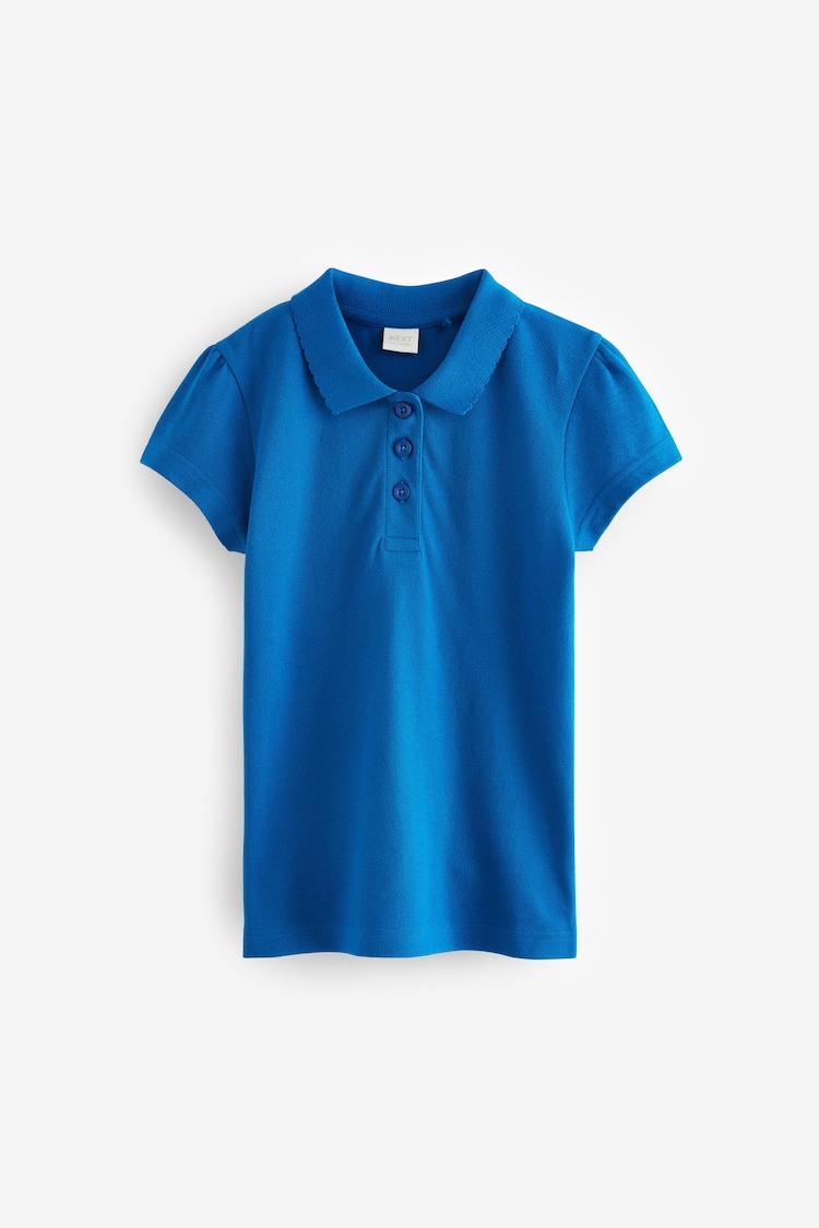 Bright Blue Regular Fit Cotton Short Sleeve Polo Shirts 2 Pack (3-16yrs) - Image 2 of 4
