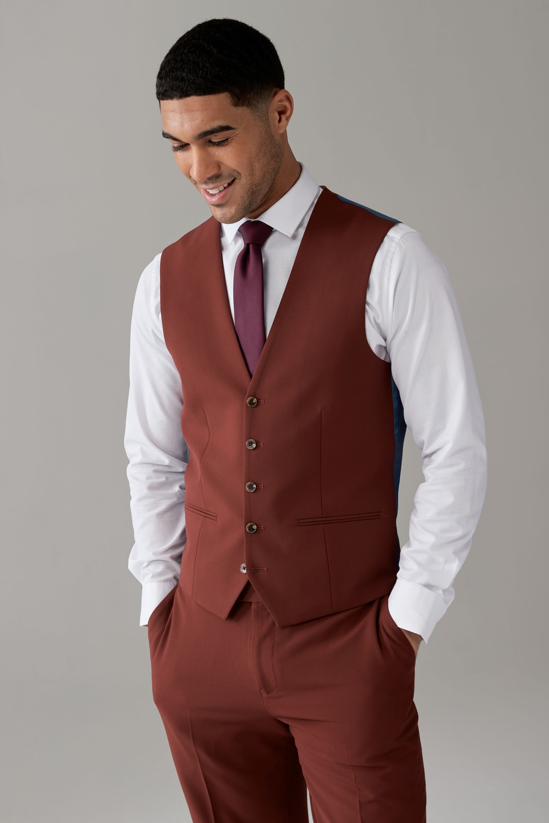 Red shirt with waistcoat sales