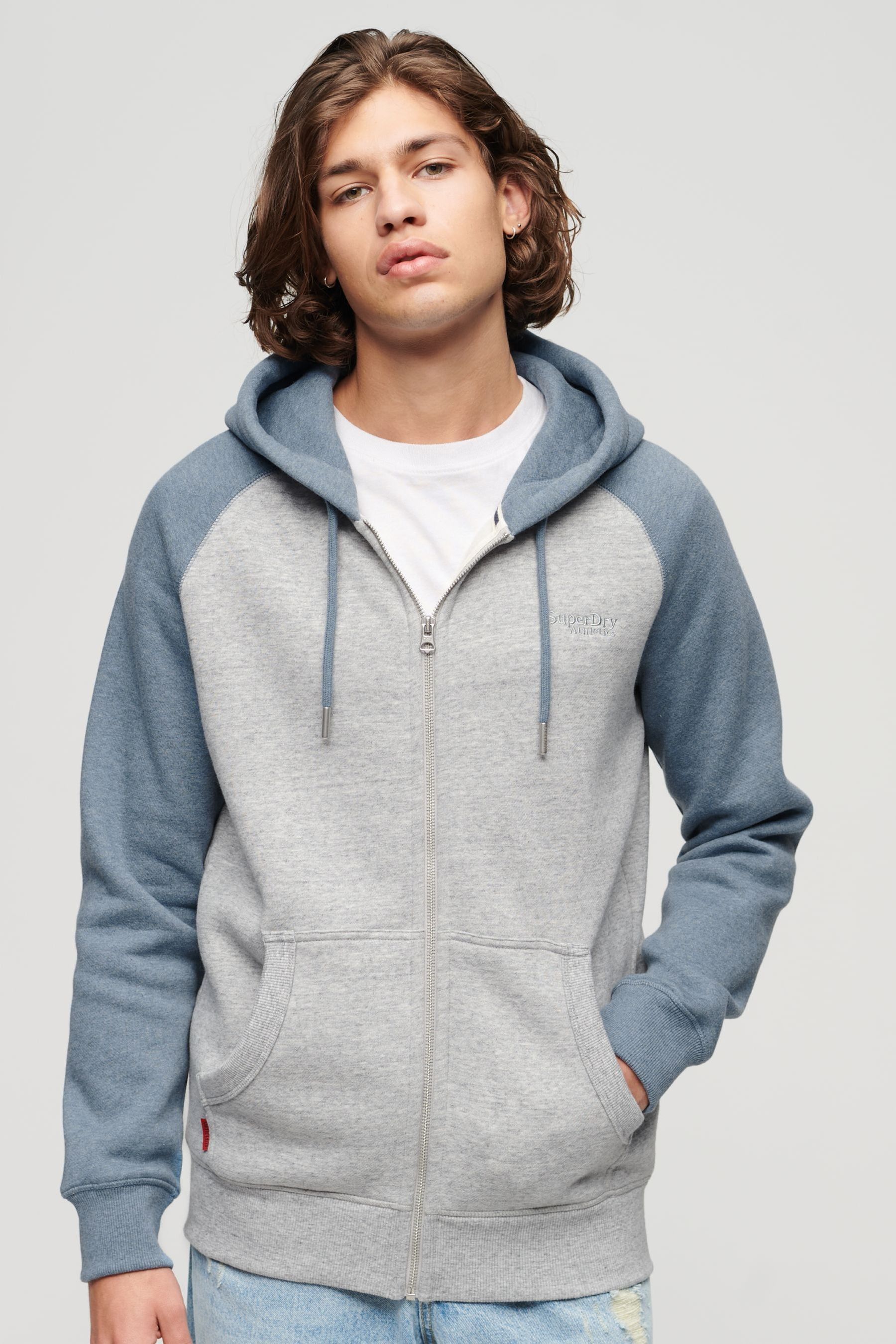 Buy Superdry Stone Grey Essential Baseball Zip Up Hoodie from Next Luxembourg