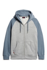 Superdry Stone Grey Essential Baseball Zip-Up Hoodie - Image 4 of 6