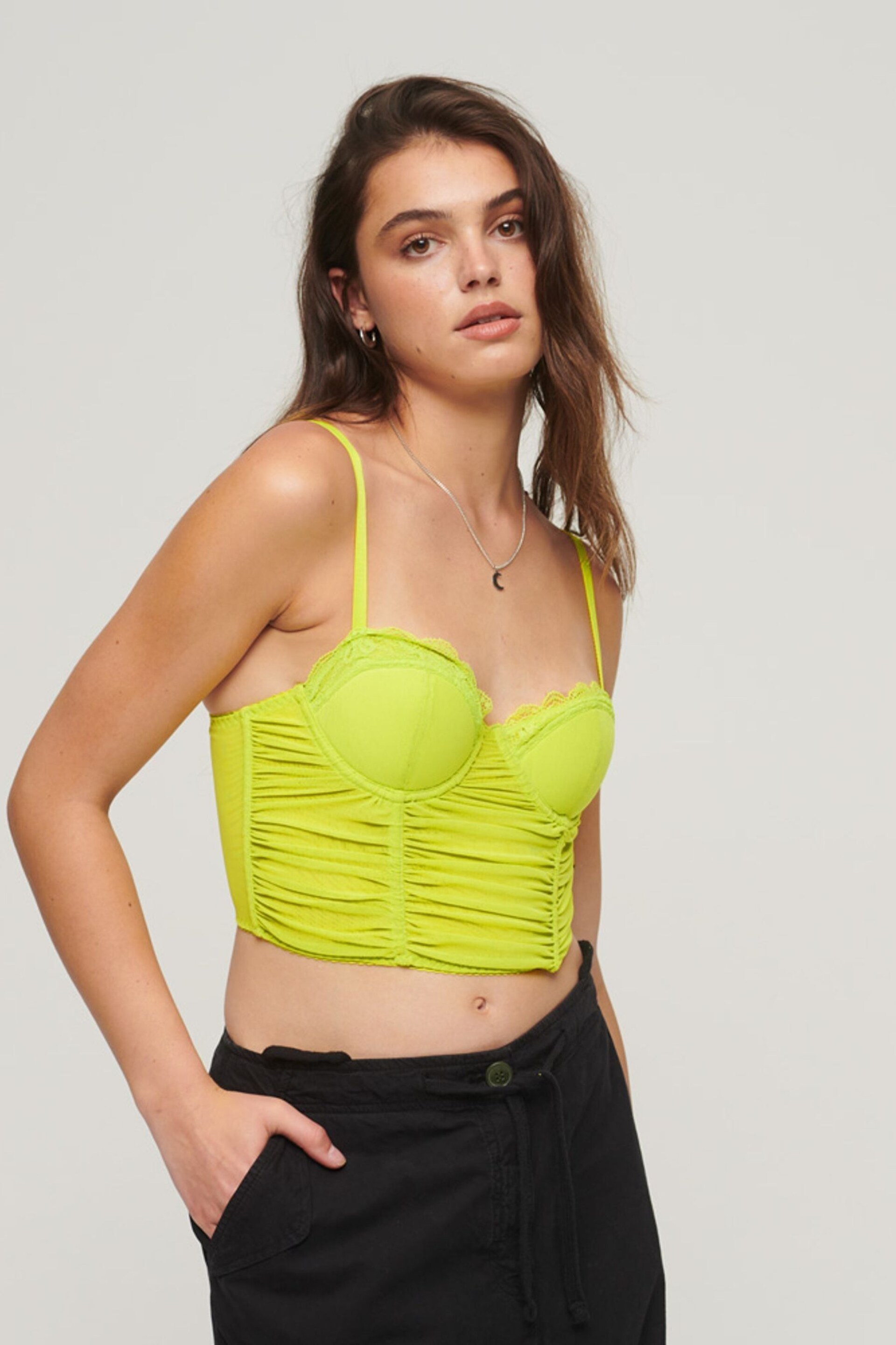 Superdry Yellow Satin Cami Midi Corset - Image 1 of 5