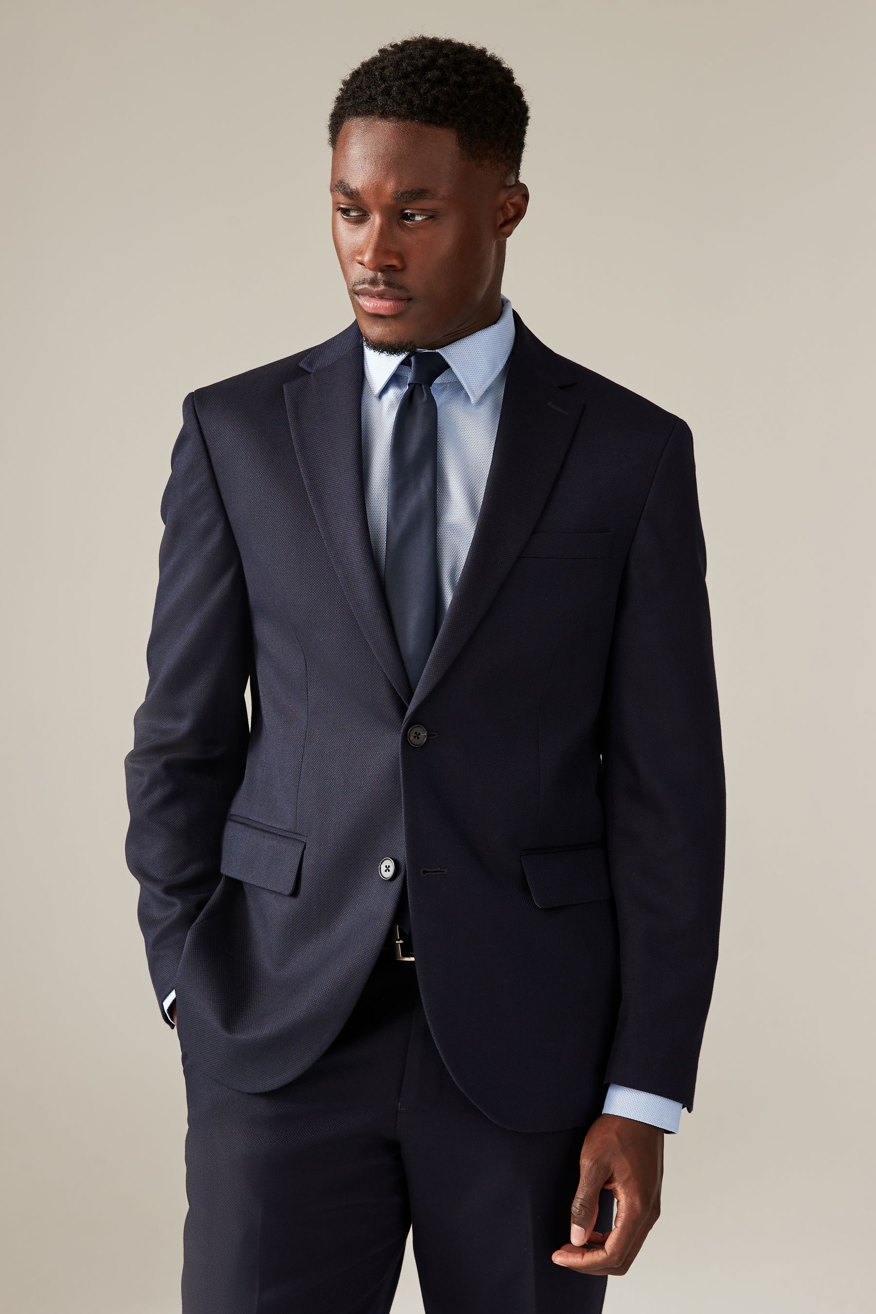 Buy Navy Blue Regular Fit Textured Suit Jacket from the Next UK online shop
