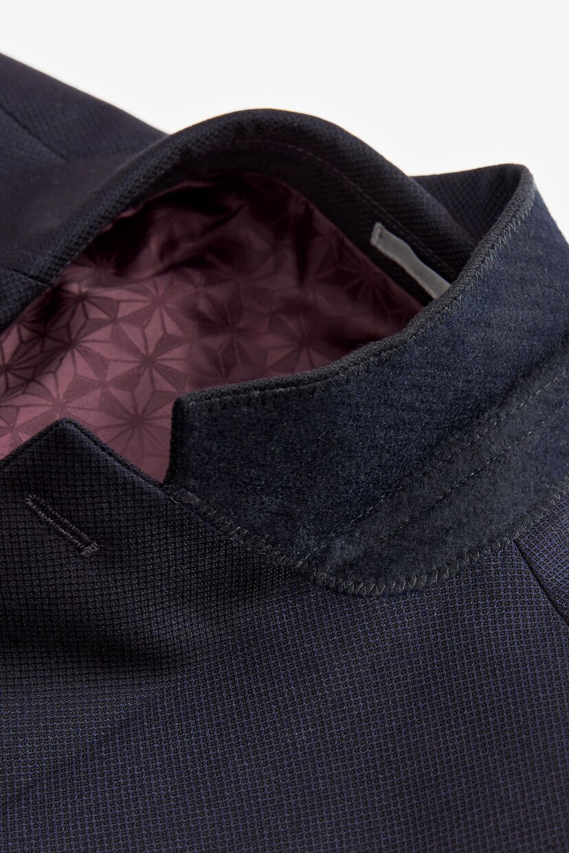 Navy Regular Fit Textured Suit: Jacket - Image 9 of 10