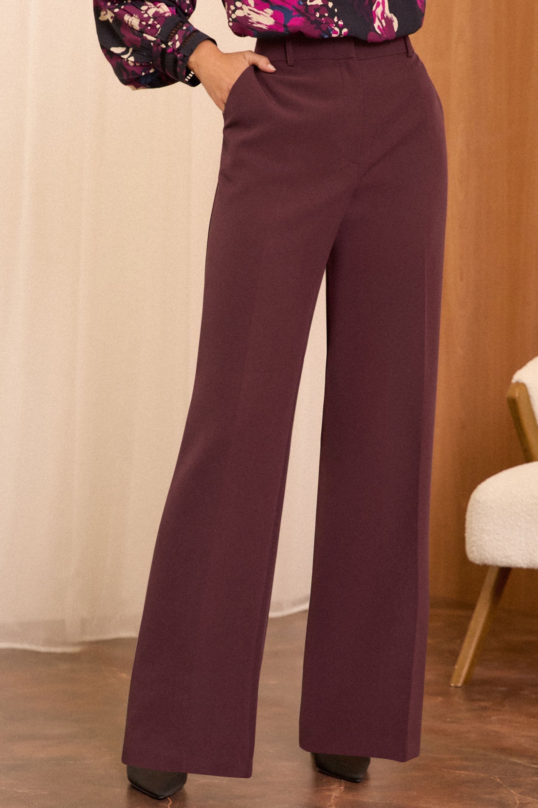 Berry wide leg trousers shop