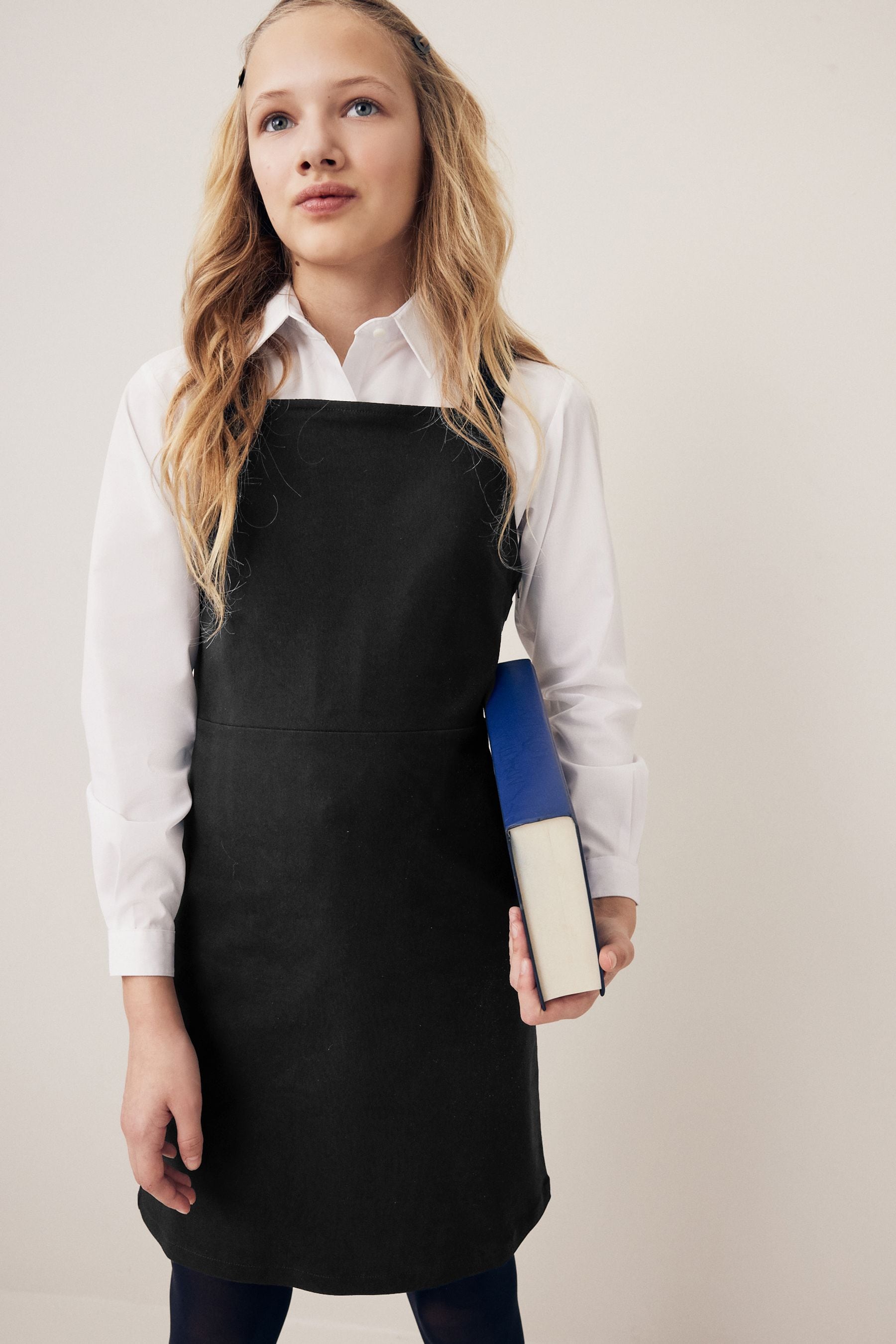 Black Senior Stretch School Pinafore Dress 9 17yrs