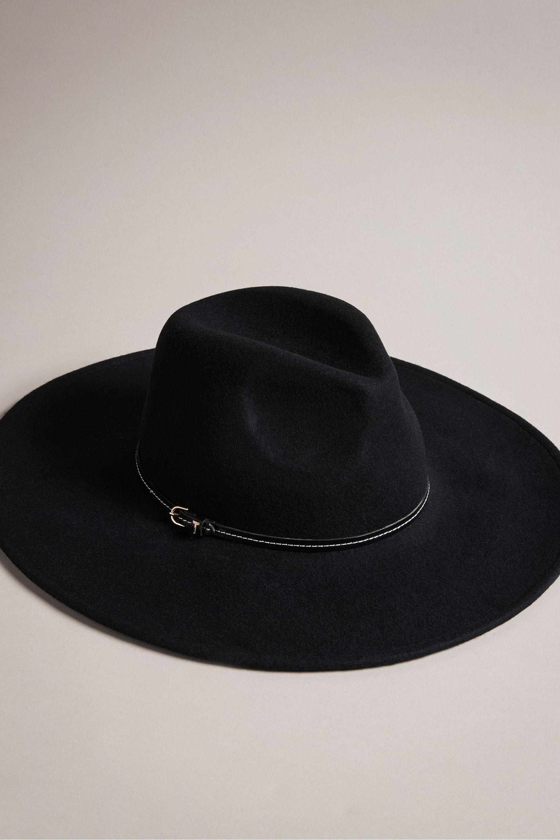 Ted Baker Black Abbiea Tan Buckle Felt Hat - Image 1 of 4