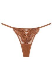 Victoria's Secret Caramel Nude Thong Embroidered Knickers - Image 1 of 1