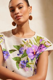 V&A | Love & Roses Ivory White Floral Petite Round Neck Jersey T-Shirt - Image 2 of 4