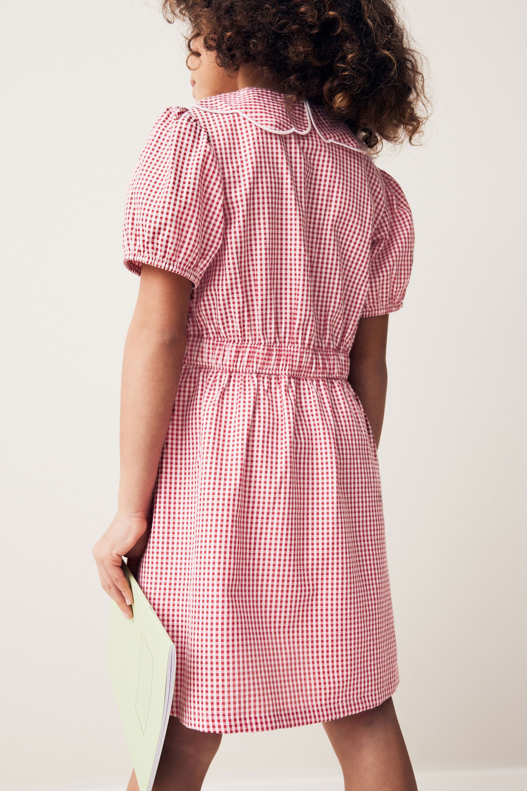 Buy Red Cotton Rich Scalloped Collar Gingham School Dress 3 14yrs from the Next UK online shop