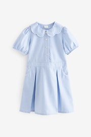 Blue Cotton Rich Scalloped Collar Gingham School Dress (3-14yrs) - Image 5 of 8